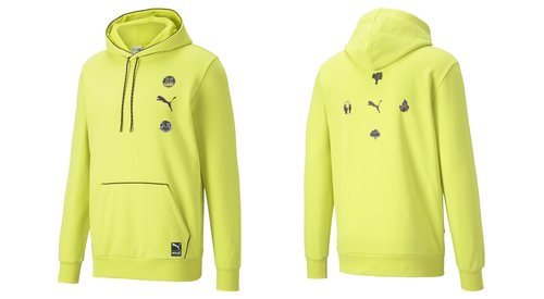 Sudadera PUMA x emoji Hoodie amarilla.