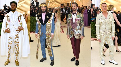 Chadwick Boseman (Atelier Versace), Jared Leto (Gucci), Darren Criss (Dolce&Gabanna), Jeremy Scott (Moschino)